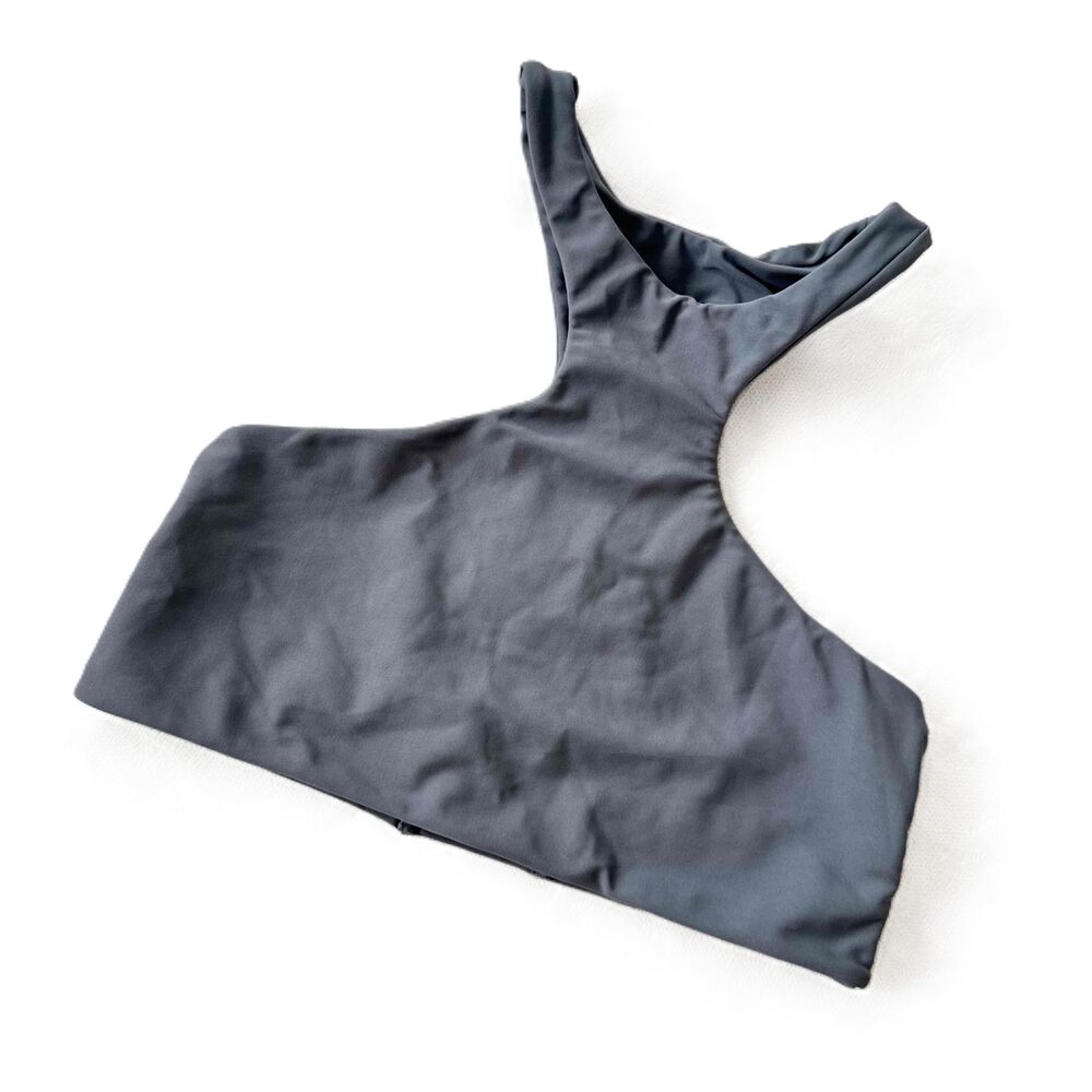 Issa De Mar Bikini Top Medium M High Neck Mesh Back Grey Sports Bra Nylon